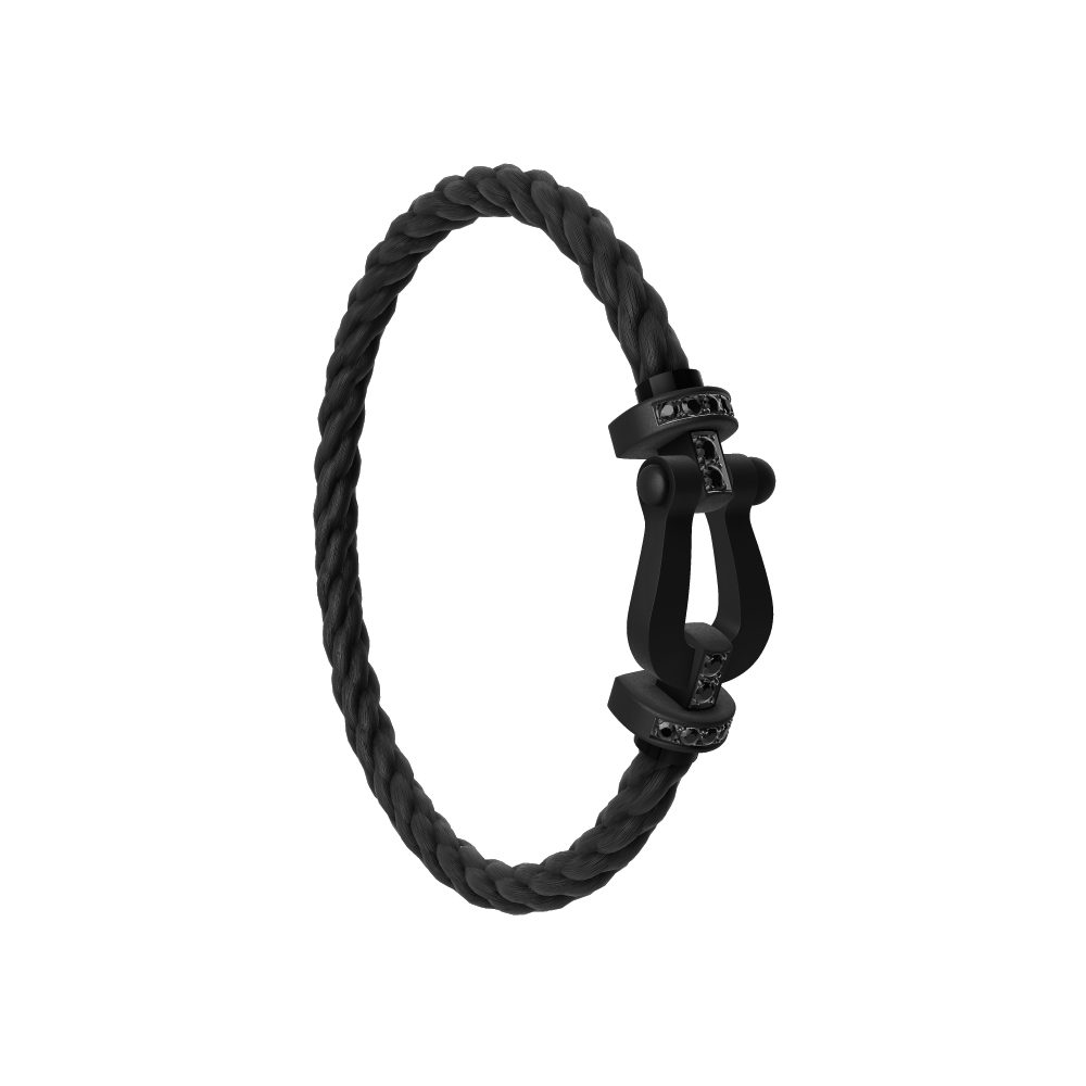 Fred Force 10 Large ADLC Titanium and Black Diamond Cable Bracelet